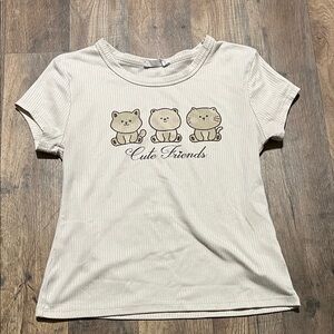 Beautees Cream Cute Friends Short Sleeve Tee